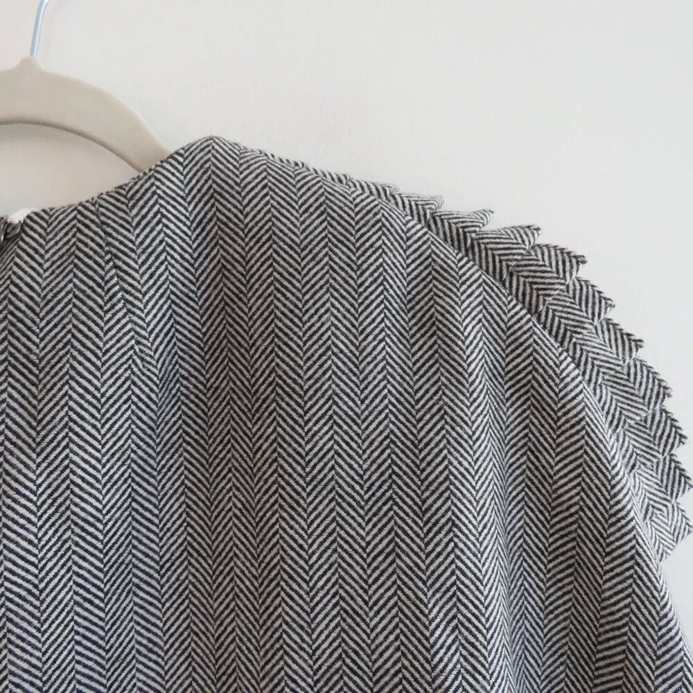 BANANA REPUBLIC X OLIVIA PALERMO Herringbone Ruffle Cape Academia Wool Blend XS - Picture 11 of 16